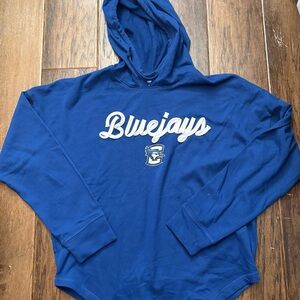 Blue Hooded Creighton Blue jays Sweatshirt with White Logo